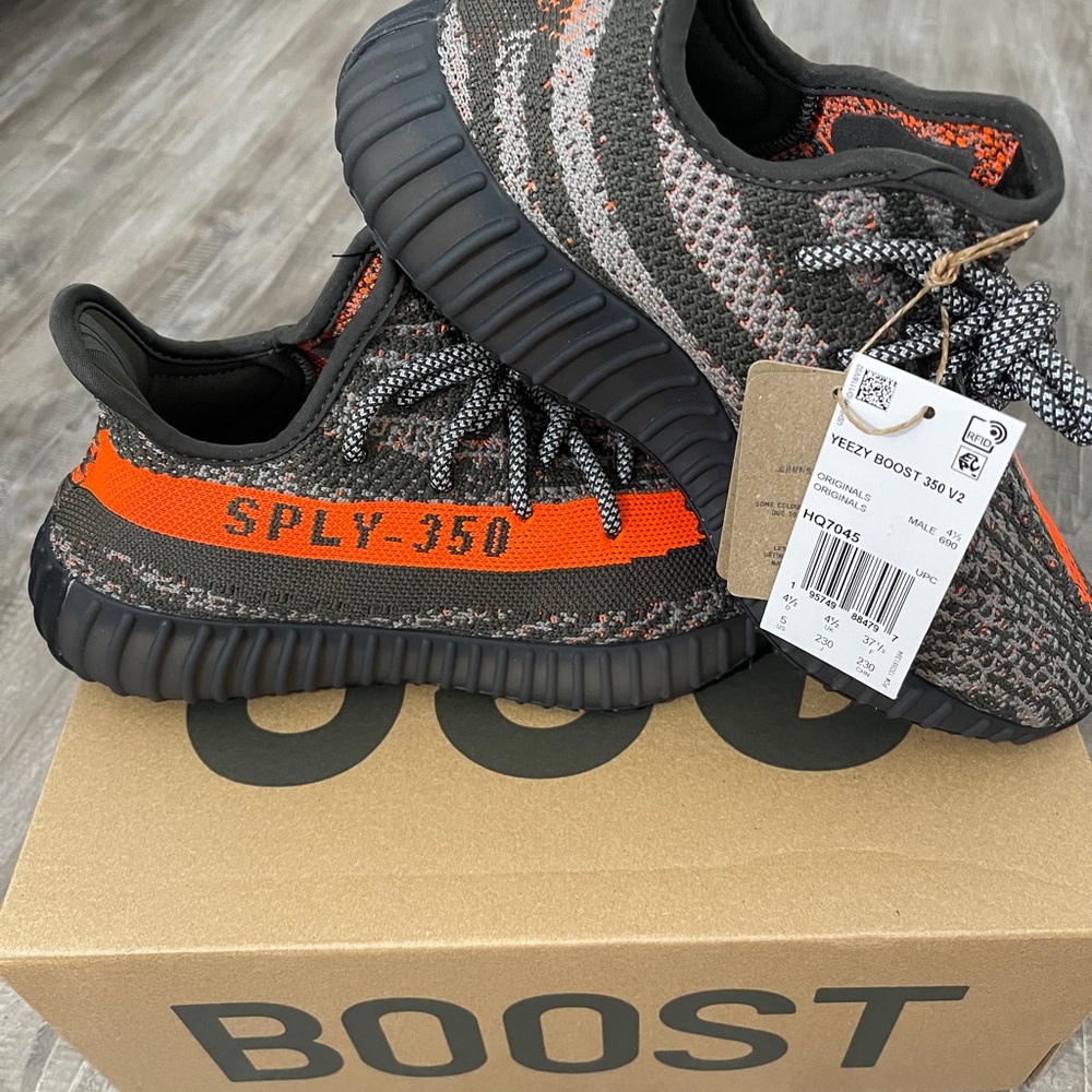 Yeezy Boost 350 V2 Black and Orange Sneakers